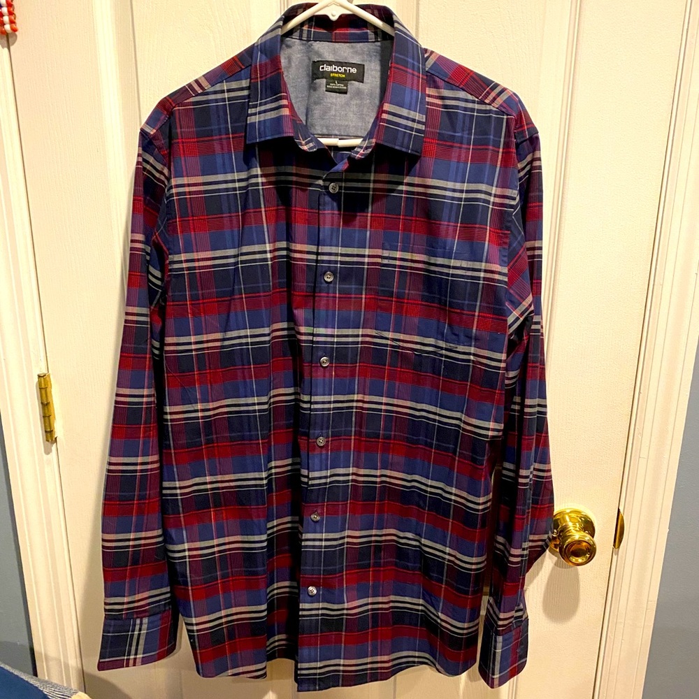 Men’s Plaid Claiborne Dress Shirt